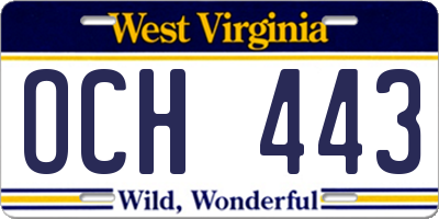 WV license plate OCH443