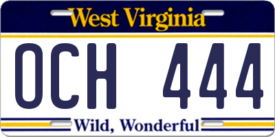 WV license plate OCH444
