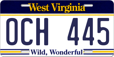 WV license plate OCH445