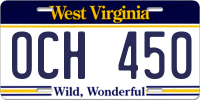 WV license plate OCH450