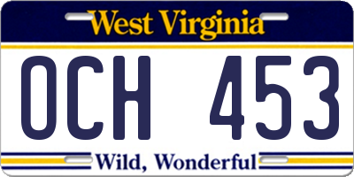 WV license plate OCH453