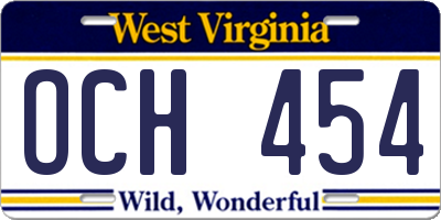 WV license plate OCH454