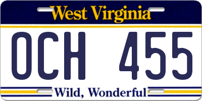 WV license plate OCH455