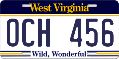 WV license plate OCH456
