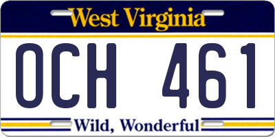 WV license plate OCH461
