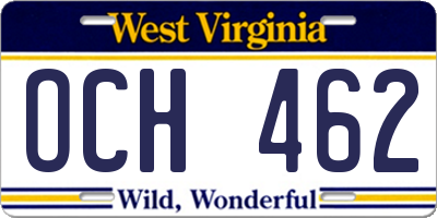 WV license plate OCH462