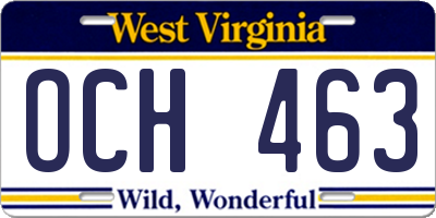 WV license plate OCH463