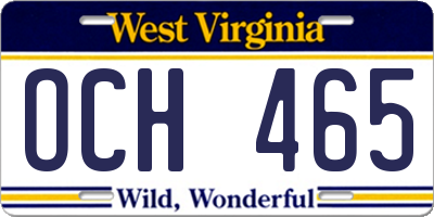WV license plate OCH465