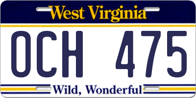WV license plate OCH475