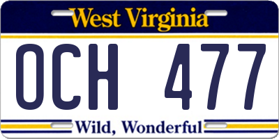 WV license plate OCH477