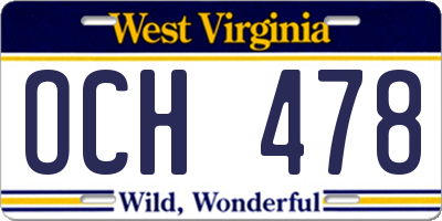 WV license plate OCH478