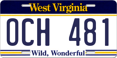 WV license plate OCH481