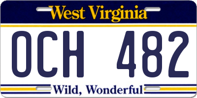 WV license plate OCH482