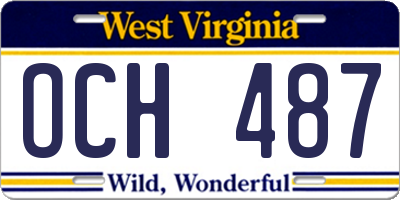 WV license plate OCH487