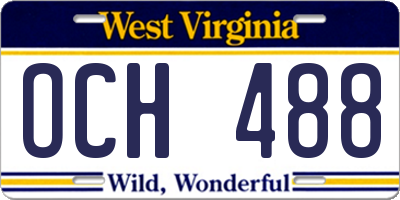 WV license plate OCH488