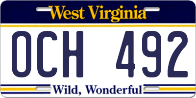 WV license plate OCH492