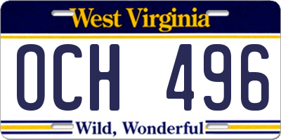 WV license plate OCH496