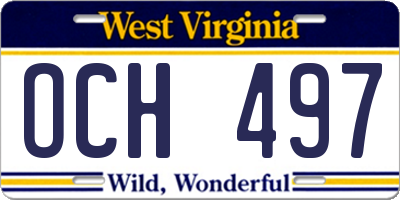 WV license plate OCH497