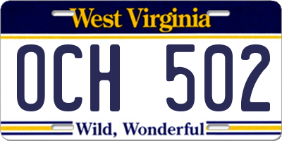 WV license plate OCH502