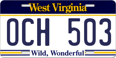 WV license plate OCH503