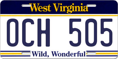 WV license plate OCH505