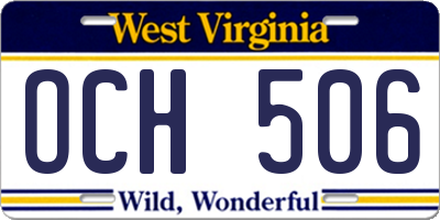 WV license plate OCH506