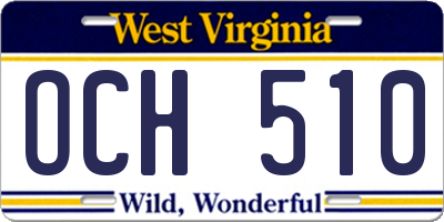 WV license plate OCH510