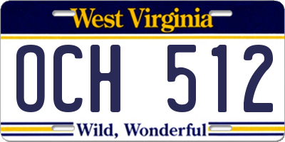 WV license plate OCH512