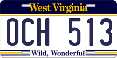 WV license plate OCH513