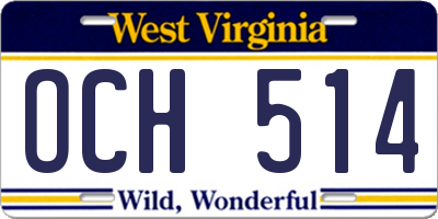 WV license plate OCH514