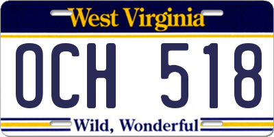 WV license plate OCH518