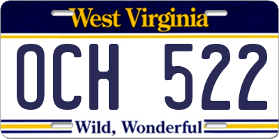 WV license plate OCH522