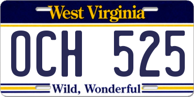 WV license plate OCH525