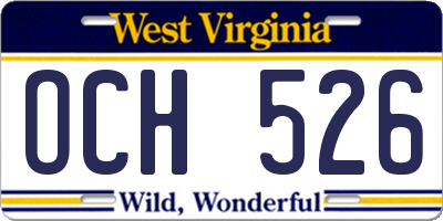 WV license plate OCH526