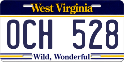 WV license plate OCH528