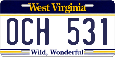 WV license plate OCH531