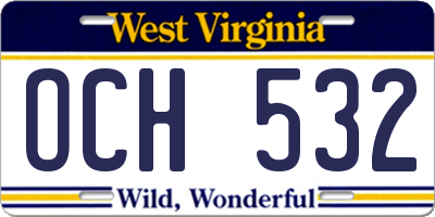 WV license plate OCH532