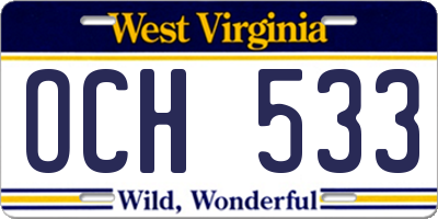 WV license plate OCH533