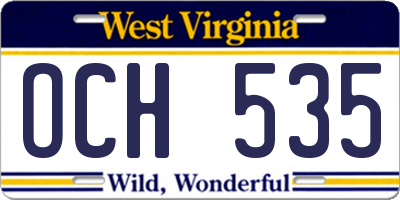 WV license plate OCH535