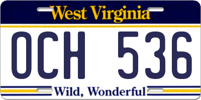 WV license plate OCH536