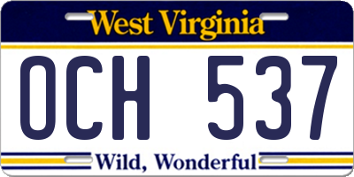 WV license plate OCH537