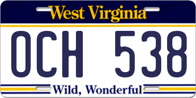 WV license plate OCH538