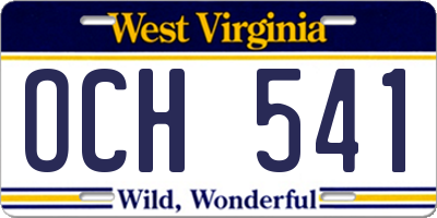 WV license plate OCH541