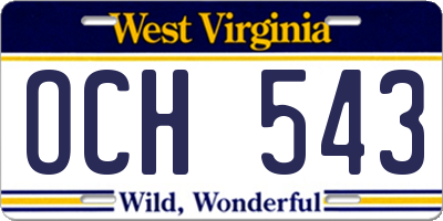 WV license plate OCH543