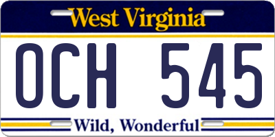 WV license plate OCH545