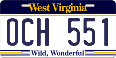 WV license plate OCH551