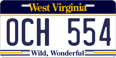 WV license plate OCH554