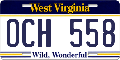 WV license plate OCH558