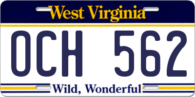 WV license plate OCH562