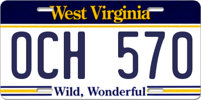 WV license plate OCH570